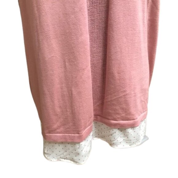 NWT Talbots Women's Layered Look Pink Sweater With polka dot mock shirt trim 1X - Picture 8 of 13